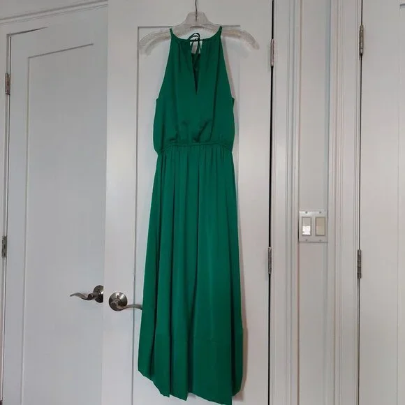 Banana Republic Size 2 Colorblock Elegant Emerald Green Formal Patio Dress - Picture 6 of 17